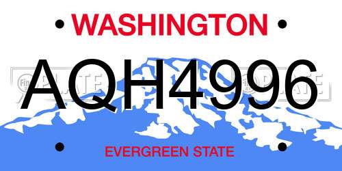 AQH4996 Washington License Plate