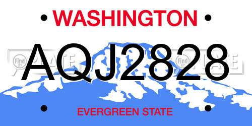AQJ2828 Washington License Plate