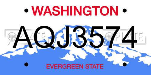 AQJ3574 Washington License Plate