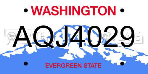AQJ4029 Washington License Plate