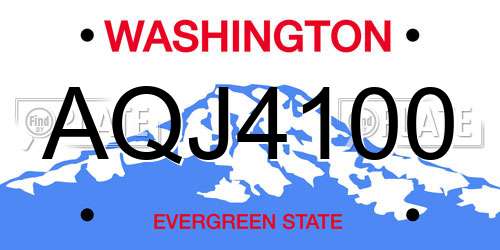 AQJ4100 Washington License Plate