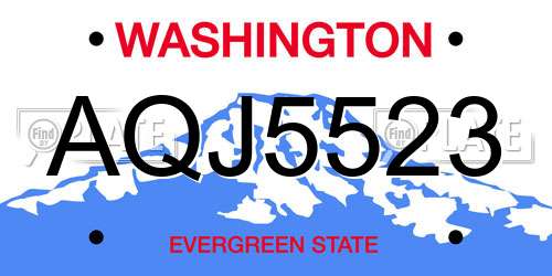 AQJ5523 Washington License Plate