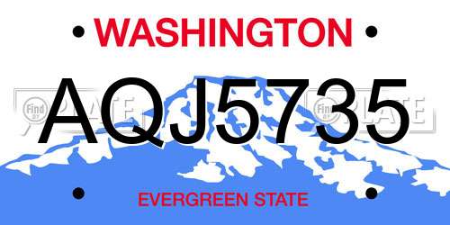 AQJ5735 Washington License Plate