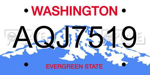 AQJ7519 Washington License Plate