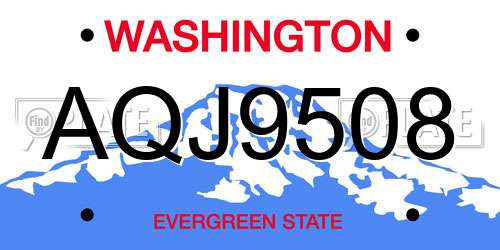 AQJ9508 Washington License Plate