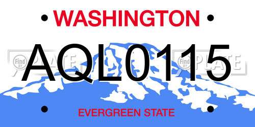 AQL0115 Washington License Plate