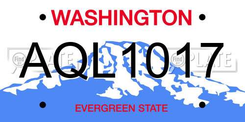 AQL1017 Washington License Plate