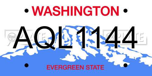 AQL1144 Washington License Plate