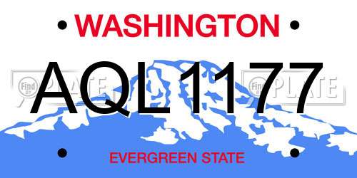 AQL1177 Washington License Plate
