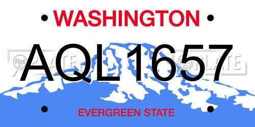 AQL1657 Washington License Plate