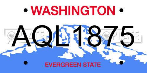 AQL1875 Washington License Plate