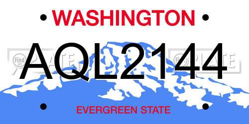 AQL2144 Washington License Plate