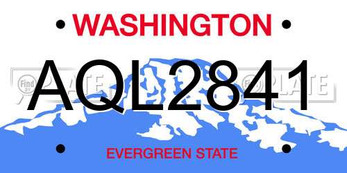 AQL2841 Washington License Plate