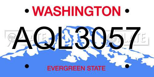 AQL3057 Washington License Plate