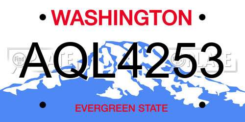 AQL4253 Washington License Plate