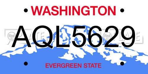 AQL5629 Washington License Plate