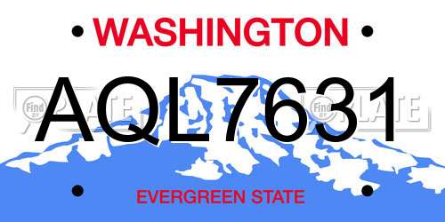 AQL7631 Washington License Plate