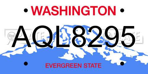AQL8295 Washington License Plate