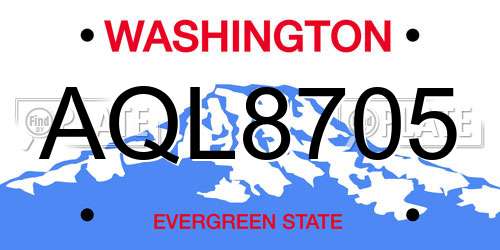 AQL8705 Washington License Plate