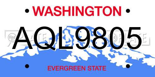 AQL9805 Washington License Plate
