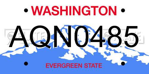 AQN0485 Washington License Plate