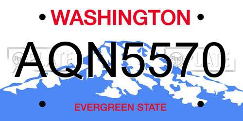 AQN5570 Washington License Plate