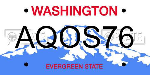 AQOS76 Washington License Plate