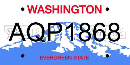 AQP1868 Washington License Plate