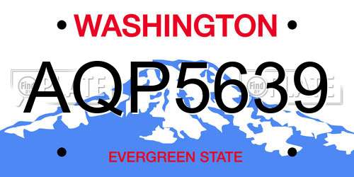 AQP5639 Washington License Plate