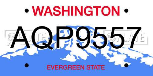 AQP9557 Washington License Plate