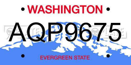 AQP9675 Washington License Plate