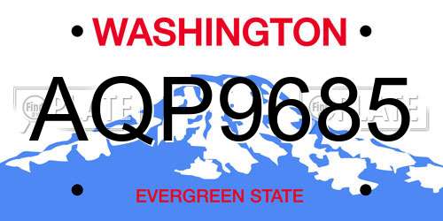AQP9685 Washington License Plate