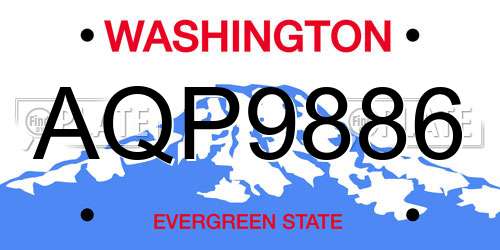 AQP9886 Washington License Plate