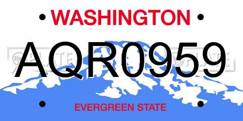 AQR0959 Washington License Plate