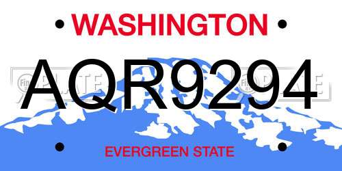 AQR9294 Washington License Plate
