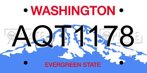 AQT1178 Washington License Plate