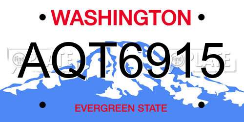 AQT6915 Washington License Plate
