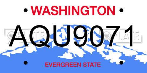 AQU9071 Washington License Plate