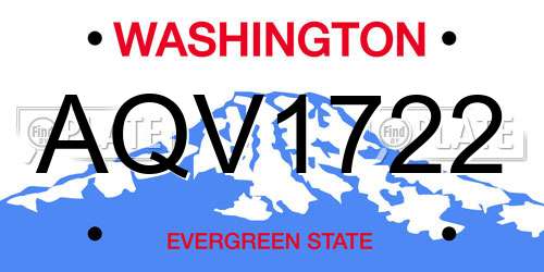 AQV1722 Washington License Plate