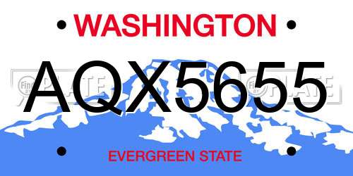 AQX5655 Washington License Plate