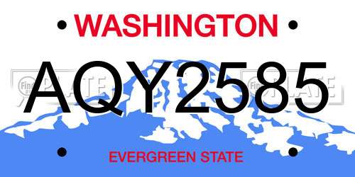 AQY2585 Washington License Plate