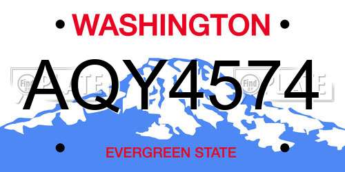 AQY4574 Washington License Plate