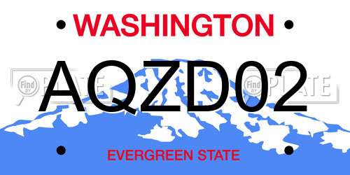 AQZD02 Washington License Plate
