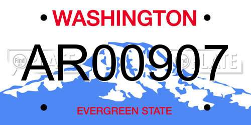 AR00907 Washington License Plate