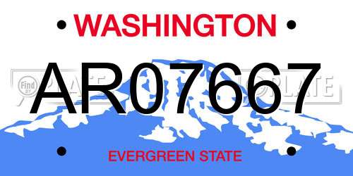 AR07667 Washington License Plate