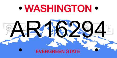 AR16294 Washington License Plate