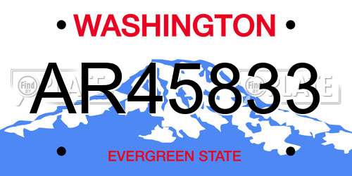 AR45833 Washington License Plate