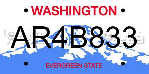 AR4B833 Washington License Plate