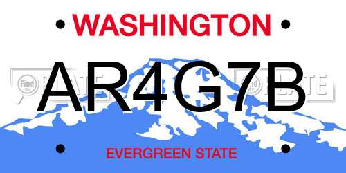 AR4G7B Washington License Plate