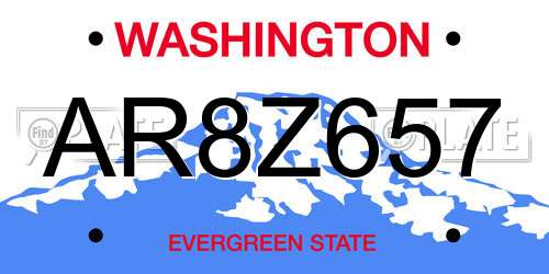 AR8Z657 Washington License Plate